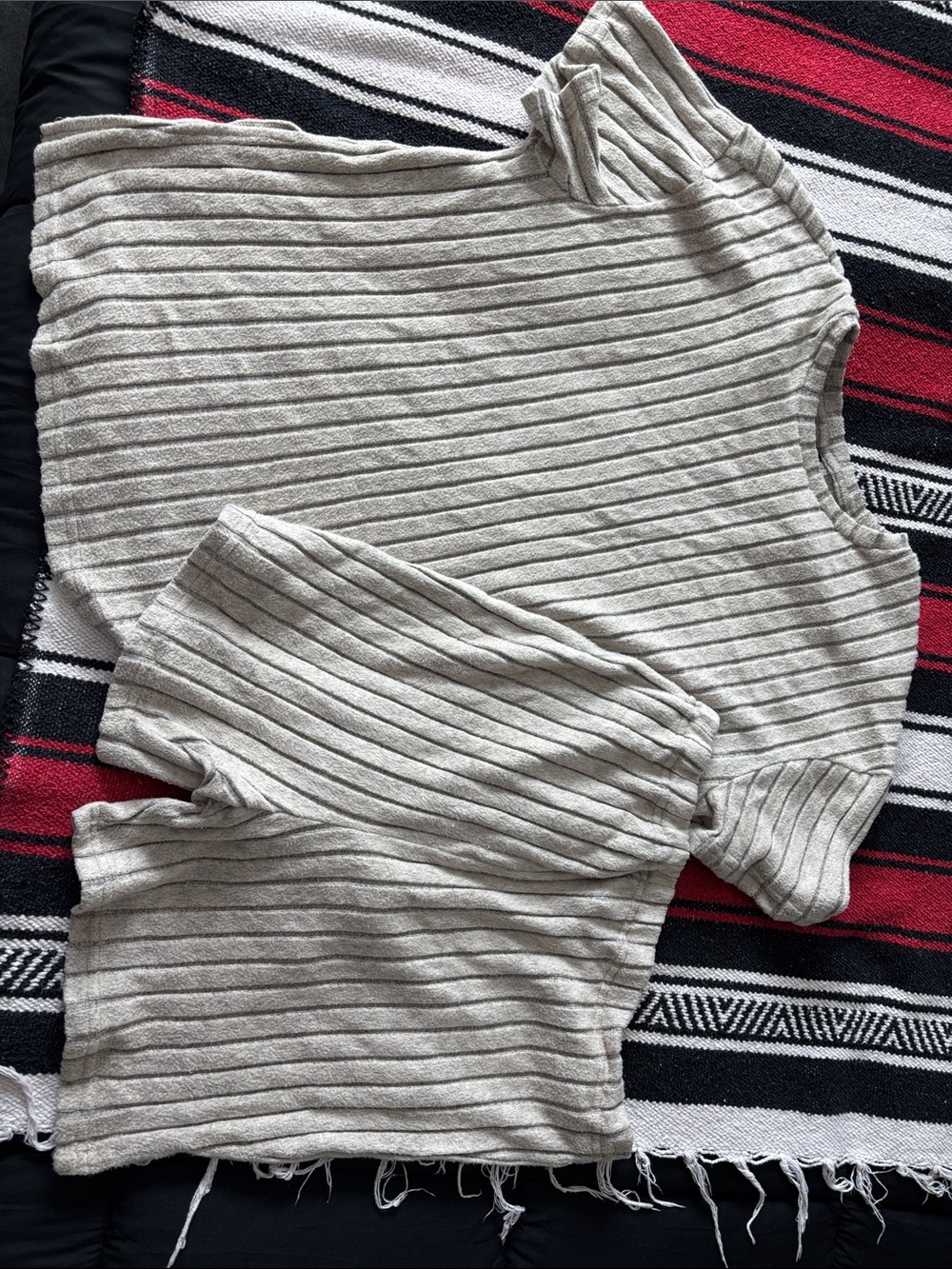 Cream Ribbed Short Sleeve Women's Maternity Set